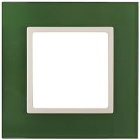 Рамка универсальная Эра Elegance 1-м. стекло зеленое/слоновая кость картинка